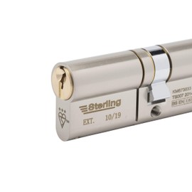 Sterling TS007 BS3 3 Star Police Approved, Secured by Design, Euro Door Cylinder Double Brass and Satin Nickel, 50mm Internal, 40mm Outside (90mm Total)