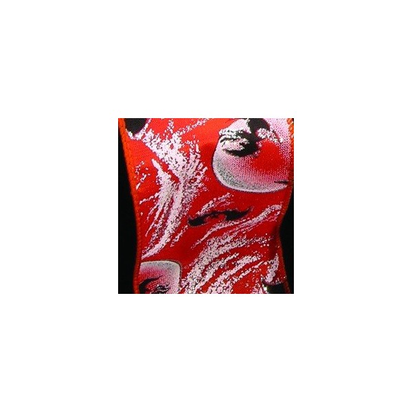 Orange and Black Halloween Bats Printed Wired Craft Ribbon 2.5"