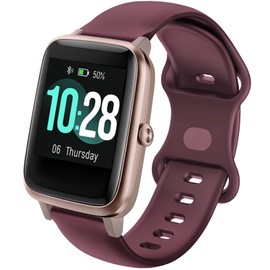 NewJourney Unisex Smart Watch Band, Wine Red, Adjustable 19mm Silicone, Water Resistant, Fits ID205L, ID205U, ID205S, ID205G, ID216