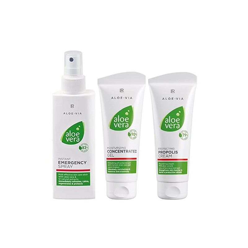 LR ALOE VIA Aloe Vera Spezial-Pflege Box (Gelkonzentrat, Propolis-Creme, Notfallspray)