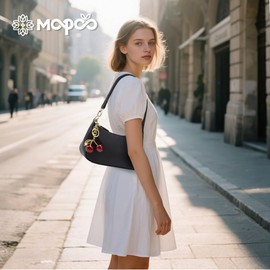 Black Shoulder Bag for Women Cute Hobo Purse Retro Clutch Underarm Handbag with Removable Straps (WY23-A)