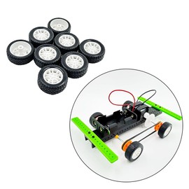 8PCS Toy Car Wheel RC Car Rubber Tire Wheel with Metal Shaft Axles for RC Car Truck Robot DIY Model Car Building Parts (2x25mm)