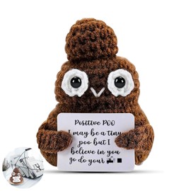WQEDVNFunny Positive Poo, Cute Poop Emoji Knitted Toy Figure with Positivity Card, Soft Good Luck Gifts for Adult Kids Lovers Birthday Thanksgiving Christmas (Brown)