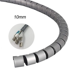 5M Spiral Wrap Cable Tube Cutable Flexible Cable Tidy Tube Cord Protector Cable Organizer for TV PC Wire Manage and Organize (10mm, Black)