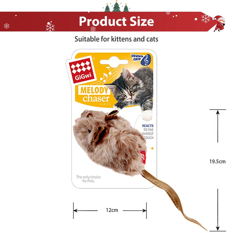PETGEEK GiGwi Interactive Cat Feather Toy, Melody Chaser Chirpy Mouse
