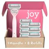 joy Razors for Women, 1 Handle, 8 Razor Blade Refills,