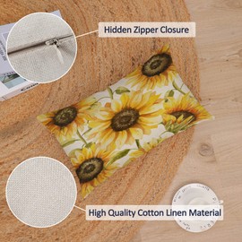 Set of 4 Sunflower Pillow Covers 12x20 Spring Summer Pillow Covers Yellow Floral Throw Pillow Covers Cushion Covers Lumbar Pillow Cases for Couch Sofa Patio Outdoor Home Decorations(12X20)