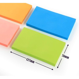 Agoer Sticky Notes Large 1000 Sheets,3 x 5'' Self-Stick Note Pads,Bright Colorful Sticky Notes 76x127mm,Super Sticking Memo Pads Clean Removal,Easy to Post Sticky Pads for Office Home School,10 Pack