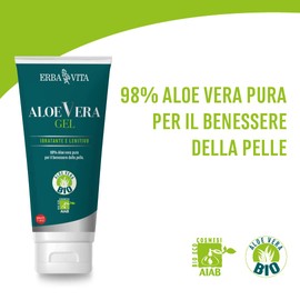 Erba Vita Aloe Vera Gel Kosmetikprodukt auf Basis von reinem Aloe Vera Gel für Feuchtigkeit, Schutz und Erfrischung der Haut - 200 ml