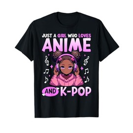 Just A Girl Who Loves Anime and K-Pop African American Afro T-Shirt