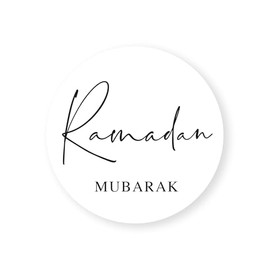 105 x Happy Eid Mubarak Ramadan Kareem Muslim Celebration Favour Stickers Iftar Box Zam Zam Labels (37mm (1.5") Stickers, Ramadan Mubarak, White)