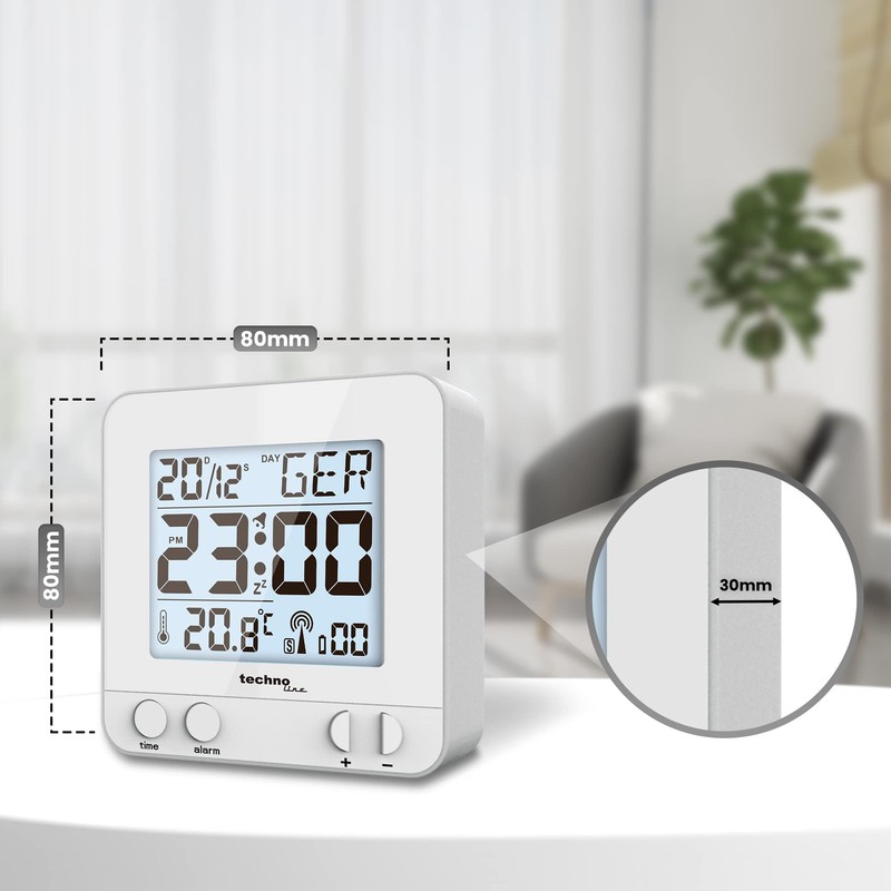 Technoline WT 235 Radio-Controlled Alarm Clock Silver with Touch Sensor,