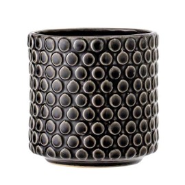 Nordring Ceramic Flower Pot Dotty - colorful Planter, Pot for plants, sukkulents Size M (12,5 cm ø) Dia 5'' H 5'', Stoneware, black