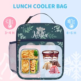 Clastyle Small Insulated Lunch Bag Children Boys Girls - Large Portable Lunch Bag for Picnic, Schools, Lightweight Cool Bag with Bottle Holder, Leak-Proof, Bag Strap - Grey Koala