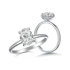 SILVERNANA Moissanite Engagement Ring Sterling Silver Rings with 18K White Gold Plated D Color VVS1 Lab Created Diamond Promise Ring Wedding Rings for Women