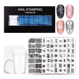 Dolores 10 Sellos Uñas Decoración:8 Placas Uñas,estampador,raspador