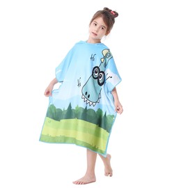 Dinosaur Towel Poncho for Kids Child Boys Girls Hooded Bath Beach Towel Pool Swim Cover-ups for Age 3 to 10 Years with Bag