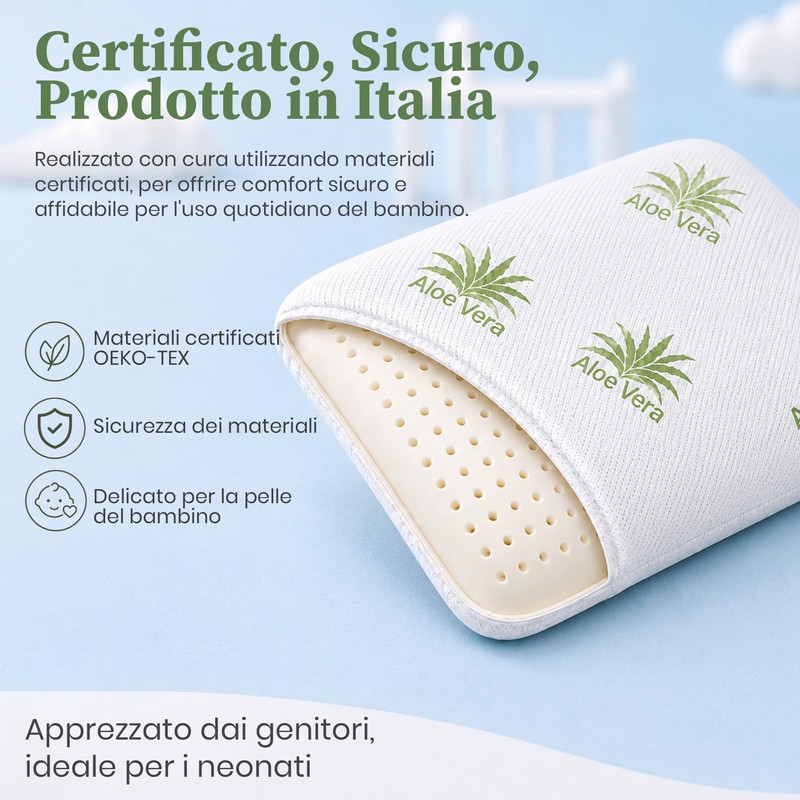 Dream Cuscino Bambino Antisoffoco Memory Foam - Cuscino Neonato Traspirante