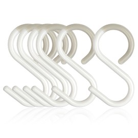 S Shaped Hooks, S Hooks, Rust Free, Will Not Fall Off, S Hooks (2.6 inches (6.5 cm) x 6 pcs, Bendable Hooks, Stability, No Noise, Universal Hooks, Kitchen, Bathroom, Bath (White, S)