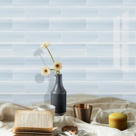 Tilingview 10PCS Peel and Stick Backsplash for Kitchen, 3"x 9" Self-Adhesive Vinyl Gel Subway Tile, Wall Tile for Home Decoration (Light Blue)