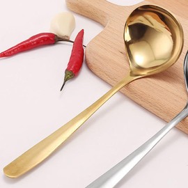 Soup Ladle, Stainless Steel Ladle, Kitchen Gold Ladle with Long Handle for Soups, Sauces, 8 Inch