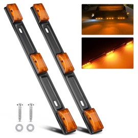 Nilight 9 LED Marker Tail Trailer Light Bar 14.2Inch 2 PCS Amber Clearance Identification Running Marker ID Rear Stainless Steel Bracket for 12V Pickup Truck Trailer RV Boat