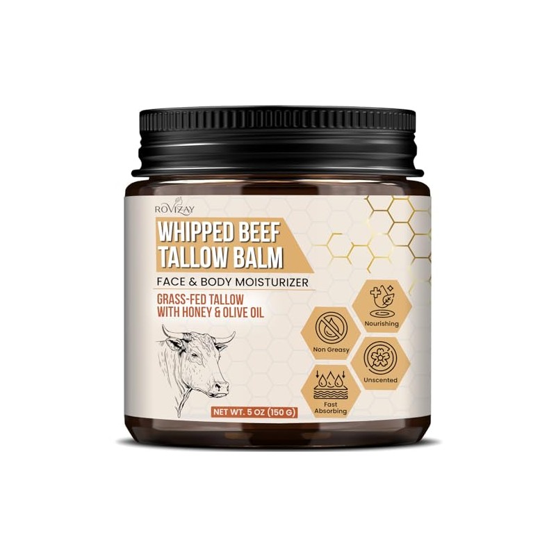 Whipped Beef Tallow Balm, Face & Body Moisturizer, with Honey