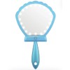 Shell-Shaped Hand Mirror with LED Lights, Blue, Handheld Vanity Mirror