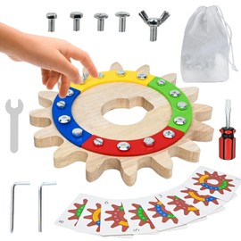 Ulikey Montessori Toy from 2 3 4 5 Years, Montessori Screw Board Wooden Toy Educational Toy, Motor Skills Toy for Nursery Boys Girls, Fine Motor Skills Sensory Toy for Toddlers