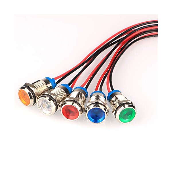 Gebildet Gebildet 5pcs 10mm AC/DC 12-24V LED Metal Indicator Light