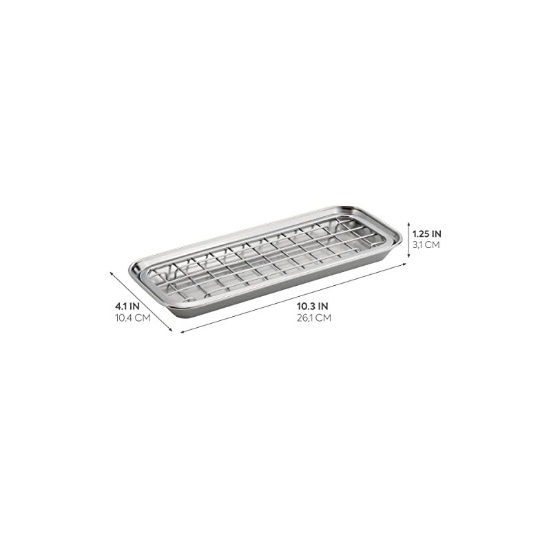 iDesign Gia Polished Stainless Steel 2-Piece Soap and Sponge Tray
