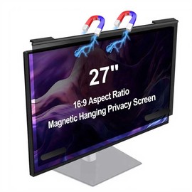 Hoktods Magnetic Computer Privacy Screen Filter 27 Inch, Removable Hanging Aluminum Alloy Privacy Shield for 16:9 Widescreen Monitor, Anti Spy Anti Scratch Anti Glare Blue Light Screen Guard