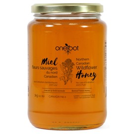 OneRoot Natural Wildflower Honey Liquid | 100% Pure Canadian Boreal Forest Honey Jar | Unpasteurized, Minimally Filtered & From Untreated Hives| Single-Source | Rich in Enzymes & Antioxidants (2.2 lbs)