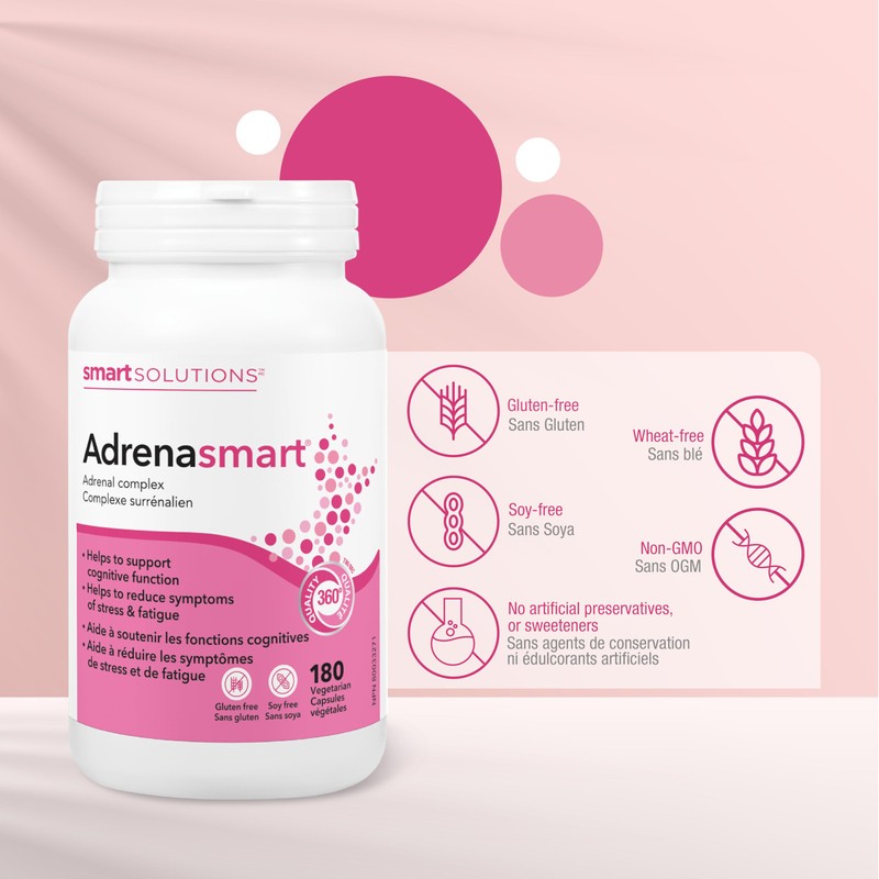 Lorna Vanderhaeghe Smart Solutions Adrenasmart Vegetarian Capsules, Relieves Symptoms of
