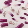 Flower Press on Nails Long Fake Nails Purple White Gradient