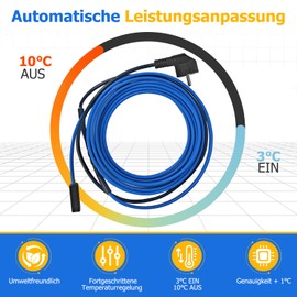 TOFFCAEA Frost Protection Heating Cable, Self-Regulating Heating Cable with Thermostat Frost Protection for Water Pipes, Home, Pool, Pond (4M)