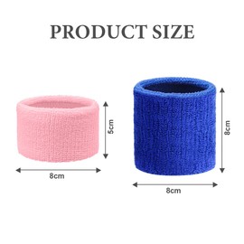 Flintronic Wristbands Set, 4PC Sports Sweatbands Men Women, Sweat Wrist Sweatbands, Soft Thickened for Basketball Gym Gymnastics Tennis Soccer（Blue+Pink)