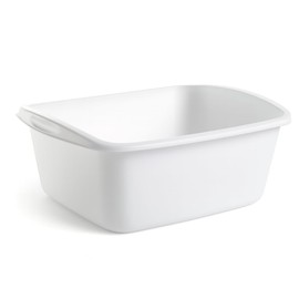 Tribello Plastic Wash Tub Dishpan Basin and Foot Bath for Soaking Feet, Laundry Hand Wash Bucket, Dish Pans for Washing and Storage Cleaning Supplies - 12 Quarts - Heavy Duty - Made in USA (White)