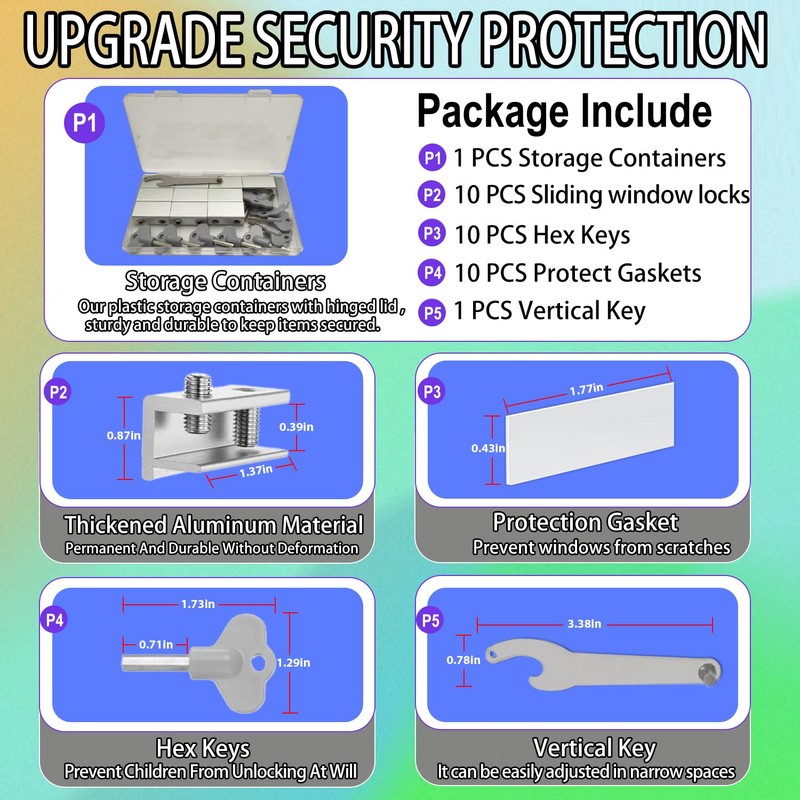 Window Locks,10 Sets Sliding Window Locks with Key, Window Locks