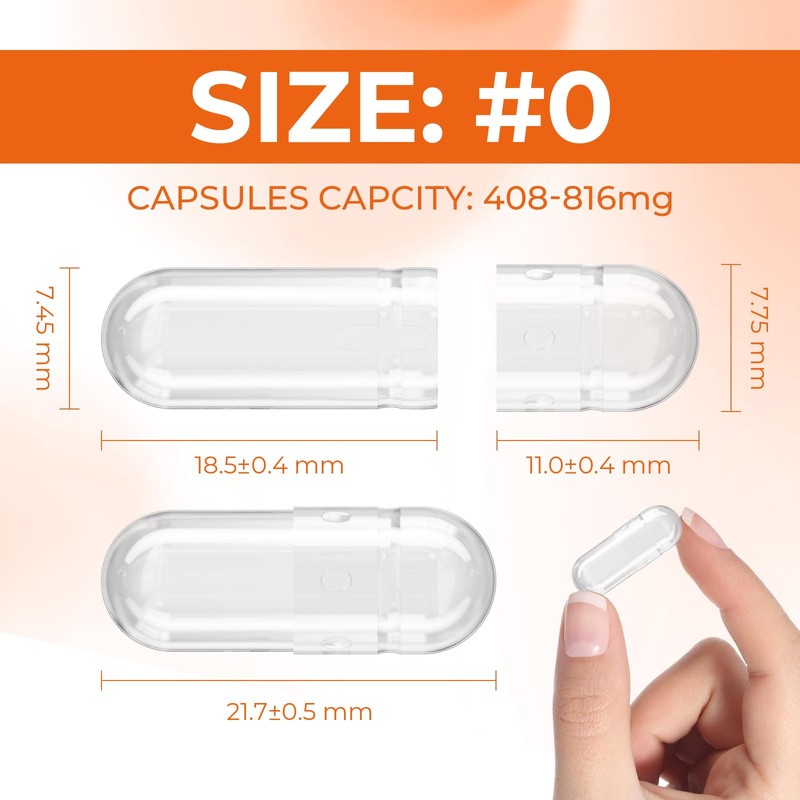 AngtaiJN Empty Gelatin Capsules Size 0 Clear Empty Capsules for