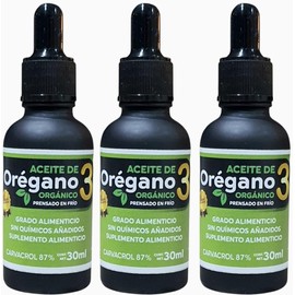 Aceite de Orégano Orgánico Prensado en Frío Alto en Carvacrol 30 ml Sin conservadores Sin quimicos Natural 3 piezas