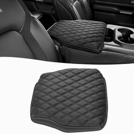 GIANT PANDA Center Console Cover for RAM 2019-2024 with Jump Seat, Fits Dodge RAM 1500 PU Leather Car Middle Console Cover Armrest Seat Box Lid Protective Cover Cushion Pad, Truck Accessories
