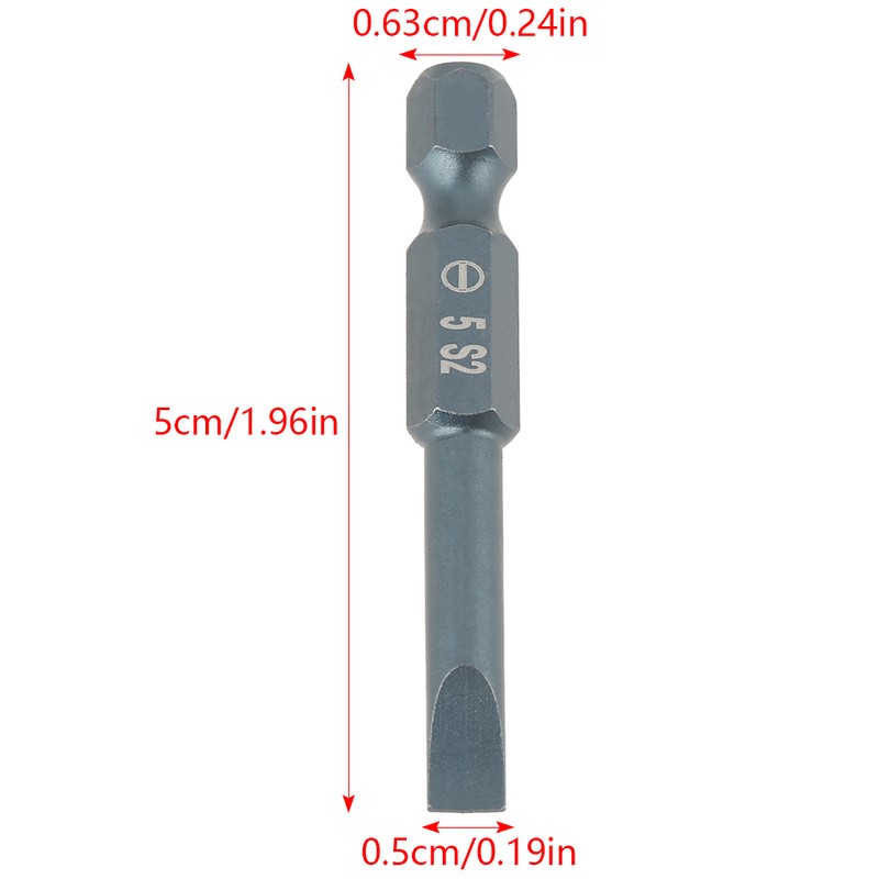 10pcs 1/4inch Hex Shank 50mm S2 Alloy Steel Slotted Screwdriver