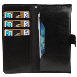 DFV mobile - Cover Premium Synthetic Leather with Card Case and Close by Magnet for Kingelon G9000 - Black