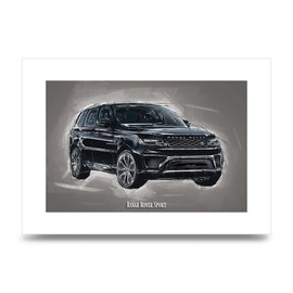 Lithobee - Range Rover Sport - Printed Wall Art Design in Sizes A2, A3 & A4 Framed in a Stylish Quality Coloured Frame or Unframed (A3 Unframed)
