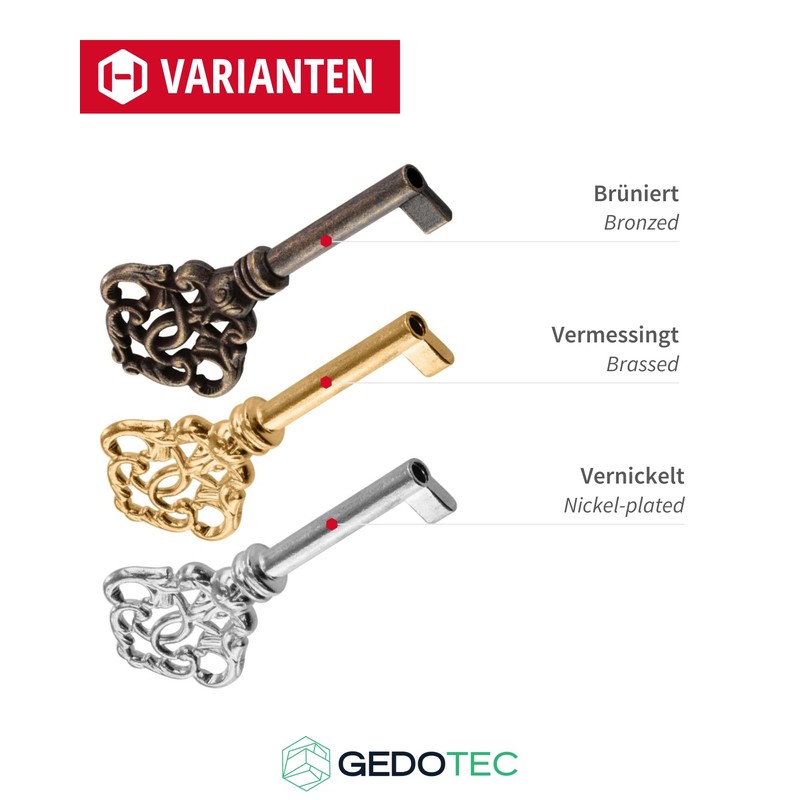 Gedotec Furniture Key Brass | 1 Piece | Beard Key