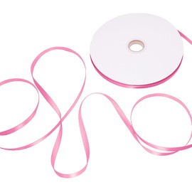 HARSKIYER 100 Yards 1/4 Inch Pink Satin Ribbon, Solid Fabric Ribbon Roll for Gift Wrapping, Floral Bouquets, Wedding, Party, Hair, Decoration, Bow and Craft