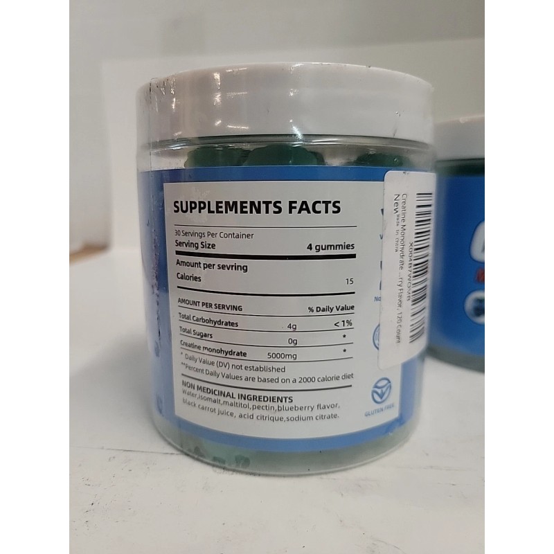 Bageto Lot of 2 Bageto Creatine Monohydrate 5000mg Gummies Buleberry