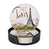 Pretty Paris Romantic Eiffel Tower Coasters for Drinks Round Leather