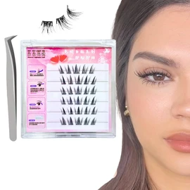 Kit Pestañas Con Pegamento Postizas Para Extenciones de Pestañas Volumen Natural Pestañas Coreanas Press On Lahes + Pinza Aplicadora 10-12mm (modelo 1)